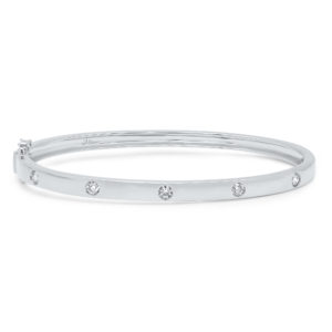 [SH.DIAM.0009276] Kate 14k White Gold 5 Diamond 0.38cts Burnished Set Bangle