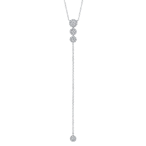 [SH.DIAM.0009277] Eden 14k White Gold 3stone 0.29cts Halo Y Necklace