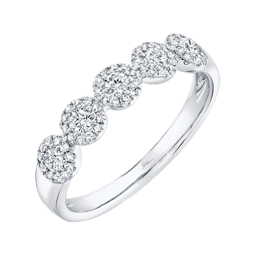 [SH.DIAM.0009287] Eden 14k White Gold 5 Diamond Halo 0.40cts Straight Line Band