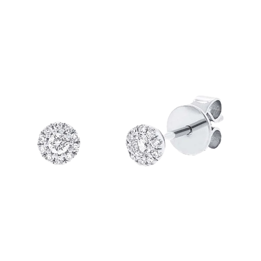 [SH.DIAM.0009289] Eden 14k White Gold Diamond Halo 0.13cts Stud Earings