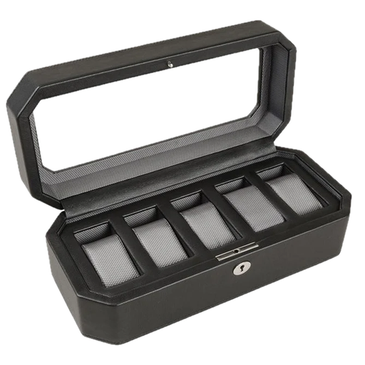 [WO.ACCS.0009321] Windsor 5 Piece Watch Box In Black & Grey