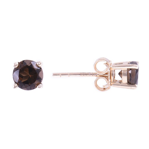 [LA.COLO.0009420] 14k Yellow Gold 5m Smoky Quartz Earring- June