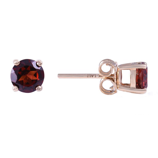 [LA.COLO.0009427] 14k Yellow Gold 5m Garnet Earrings- January