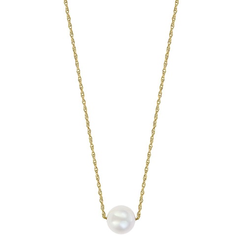 [LA.PEAR.9444] 14k Yellow Gold White Pearl Necklace Center: 8.5-9m On 18" Chain