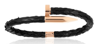 [DA.FASH.0009514] Double Bone Nail Pink Tone/Black Python Bracelet