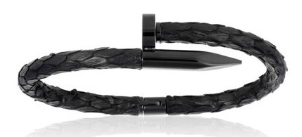 [DA.FASH.0009515] Double Bone Nail Black/Black Python Bracelet