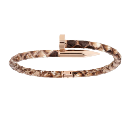 [DA.FASH.0009517] Double Bone Nail Pink Tone/Nature Python Bracelet