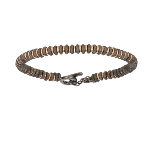 [DA.FASH.0009522] Double Bone Medium Beads Silver 925, Black & Pink PVD Bracelet