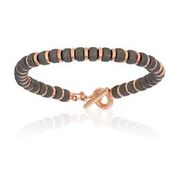 [DA.FASH.0009528] Double Bone Big Beads Silver 925, Pink & Black PVD Bracelet