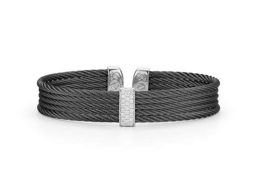 [AL.FASH.0009642] Black PVD Diamond 5 Row Cuff