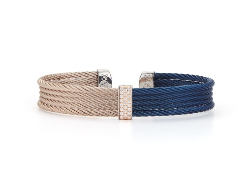 [AL.FASH.0009644] Blue & Carnation PVD & 18k Rose Gold Diamond 5 Row Cuff