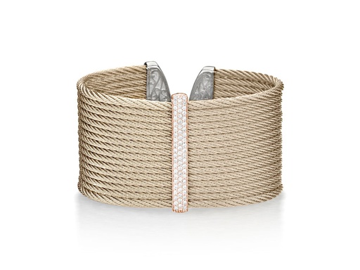 [AL.FASH.0009655] 18k Rose Gold & Carnation PVD Diamond 16 Row Cuff