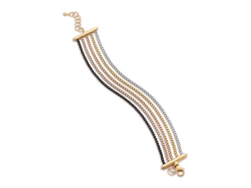 [AL.FASH.0009659] Multi Color PVD 5 Row Chain Bracelet