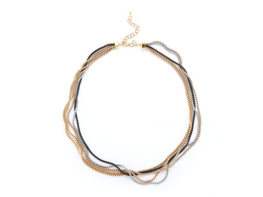 [AL.FASH.0009660] Multi Color PVD 5 Row Chain Necklace