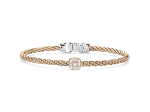 [AL.FASH.9708] Carnation 1 Station 3m Cable Bracelet 18kt/Ss 0.05 Dtw
