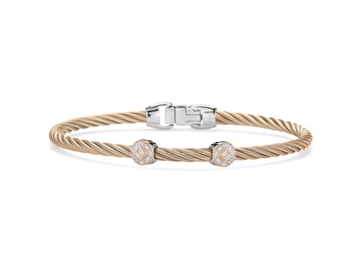 [AL.FASH.0009709] Carnation 3m 2 Station Cable Bracelet 18kt/Ss 0.09 Dtw
