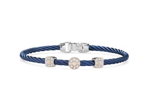 [AL.FASH.0009715] Blueberry 3 Station 3m Cable Bracelet 18kt/Ss 0.14 Dtw