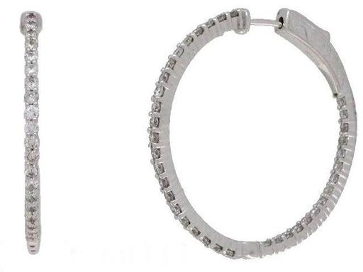 [TH.DIAM.0009746] 14k White Gold Diamond Inside Outside 1.50cts Hoops