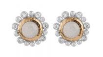 [MI.COLO.0010126] Molten 18k Yellow Gold & Silver 5m Round Stud Earrings W/Mother Of Pearl Doublet