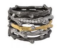 [MI.COLO.0010129] Enchanted Forest 18k Yellow Gold & Sterling Multi Row Ring W/Diamonds