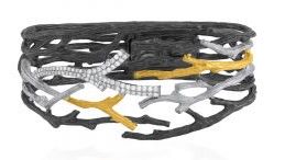 [MI.DIAM.0010146] Enchanted Forest 18k Yellow Gold & Sterling Multi Row Twig Cuff