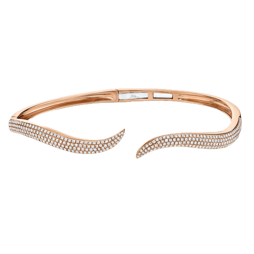 [SH.DIAM.0010218] Kate 14k Rose Gold Diamond By Pass Hinged Bangle