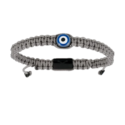 [DA.FASH.0010729] Double Bone Single Eye Black Ornaments Grey Nylon Bracelet