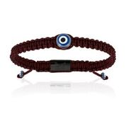 [DA.FASH.0010730] Double Bone Single Eye Black Ornaments Black Nylon Bracelet