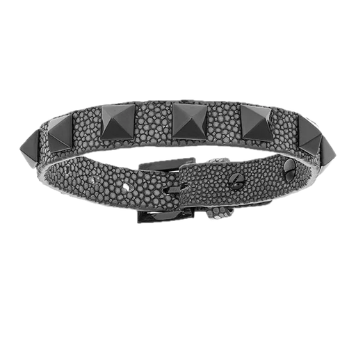 [DA.FASH.0010739] Double Bone Single Black Stud Grey Stingray Bracelet