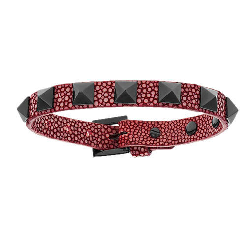 [DA.FASH.0010740] Double Bone Single Black Stud Red Wine Stingray Bracelet