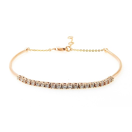 [LA.DIAM.0010815] 14k Yellow Gold 21 Round Diamond 1/2 Bangle Bracelet