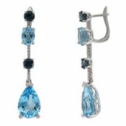 [LA.COLO.0010839] 14k White Gold London Blue Topaz, Swiss Blue Topaz & Diamond Drop Earrings