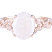 [LA.COLO.0010840] 14k Yellow Gold Oval Australian Opal & Diamond Ring