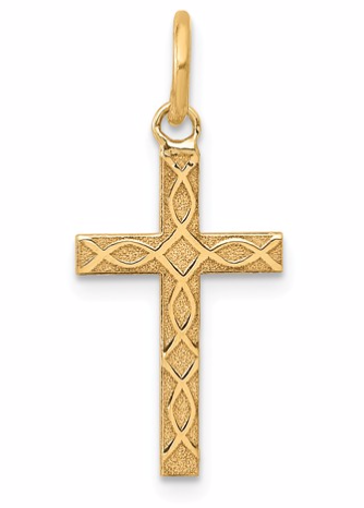 [QU.GOLD.0017599] 14k Yellow Gold Laser Designed Cross Charm