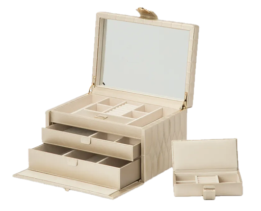 [WO.JEWE.019464] Caroline Medium Jewelry Case -Champagne