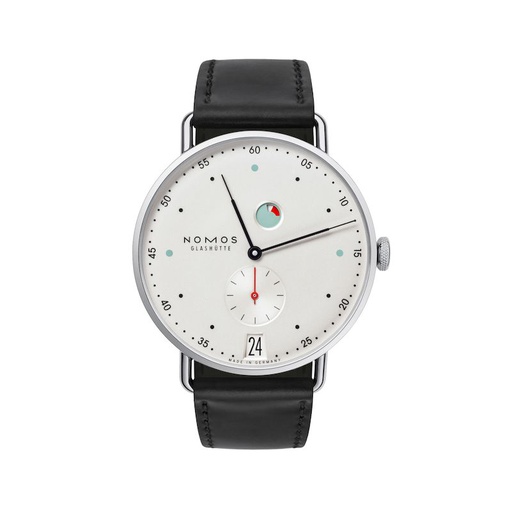 [NO.WATC.0019489] Nomos Metro Date White/Silver Dial On Black Strap