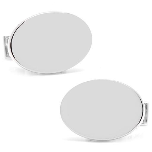 [CU.CUFF.0026551] Sterling Silver Infinity Edge Oval Engravable Cufflinks