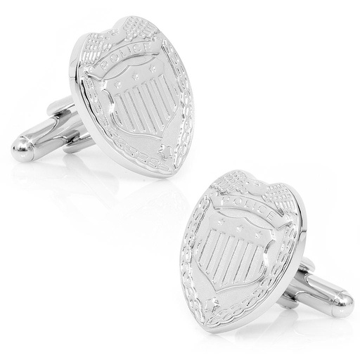 [CU.CUFF.0026568] Silver Police Badge Cufflinks