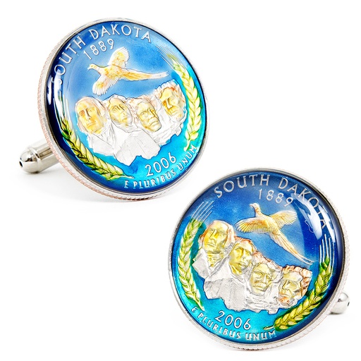 [CU.CUFF.0026731] Hand Painted South Dakota State Quarter Cufflinks