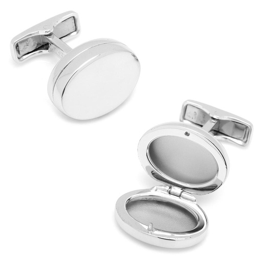 [CU.CUFF.0026736] Sterling Silver Engravable Locket Cufflinks