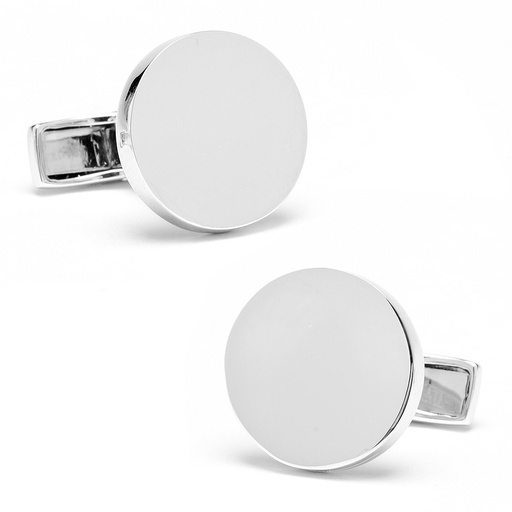 [CU.CUFF.0026809] Sterling Silver Infinity Edge Round Engravable Cufflinks