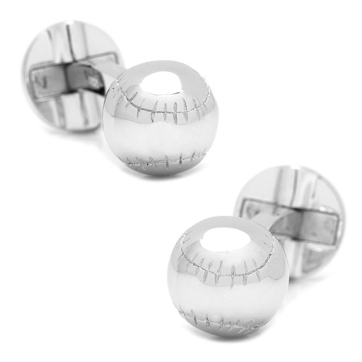 [CU.CUFF.0026811] 3d Sterling Silver Baseball Cufflinks