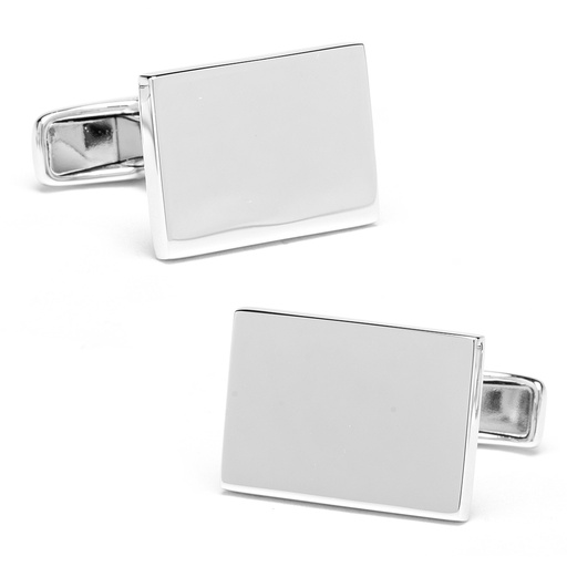 [CU.CUFF.0026812] Sterling Silver Infinity Edge Rectangle Engravable Cufflinks