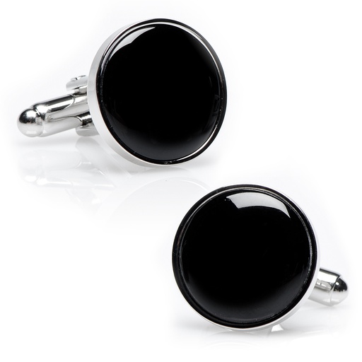 [CU.CUFF.0026882] Silver & Onyx Cufflinks