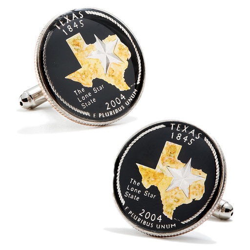 [CU.CUFF.0026933] Hand Painted Texas State Quarter Cufflinks