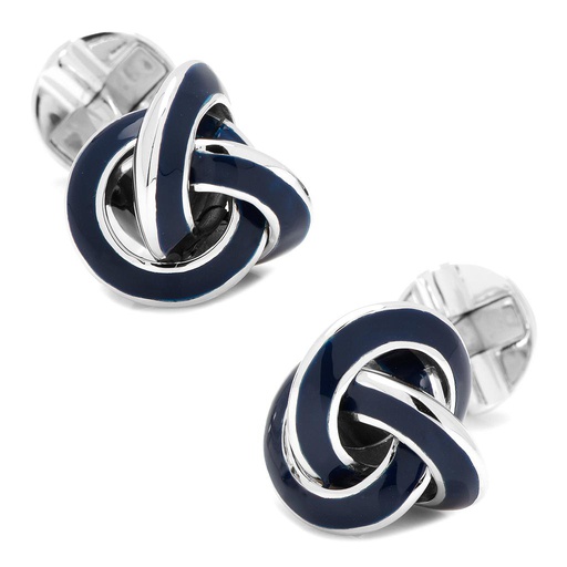 [CU.CUFF.0027031] Sterling Blue Enamel Knot Cufflinks