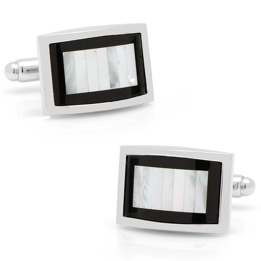 [CU.CUFF.0027095] Onyx & Mother Of Pearl Key Cufflinks