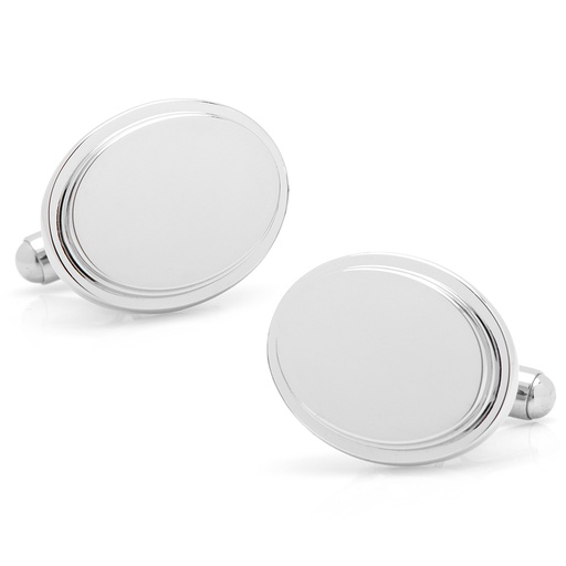 [CU.CUFF.0027097] Stainless Steel Oval Step Engravable Cufflinks