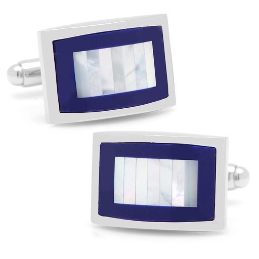 [CU.CUFF.0027143] Mother Of Pearl & Lapis Blue Key Cufflinks