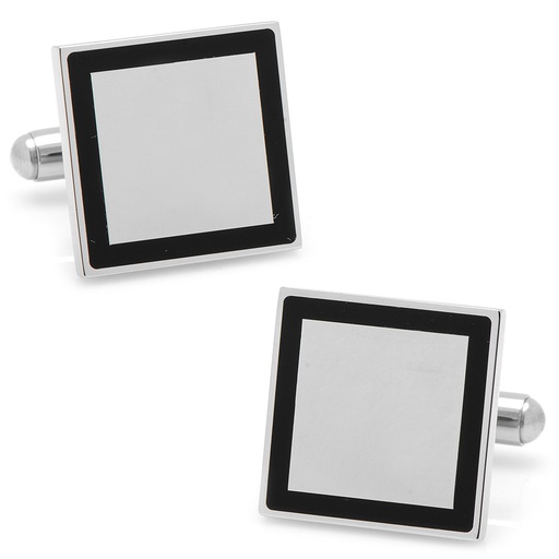 [CU.CUFF.0027360] Stainless Steel Square Engravable Framed Cufflinks